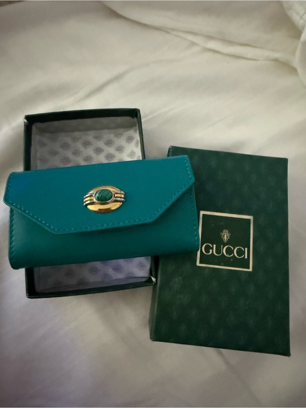 Rare Gucci Teal Leather Key Cles